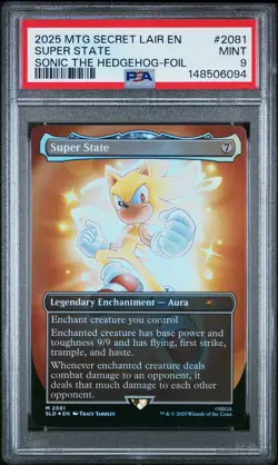 2025 MTG SECRET LAIR DROP SONIC: FRIENDS & FOES-FOIL #2081 SUPER STATE PSA 9 - Image 1