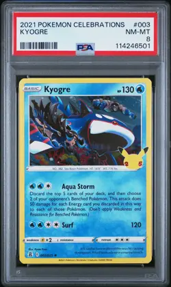 2021 POKEMON CELEBRATIONS #003 KYOGRE PSA 8 - Image 1