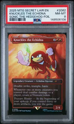 2025 MTG SECRET LAIR DROP SONIC: FRIENDS & FOES-FOIL KNUCKLES THE ECHIDNA PSA 8 - Image 1