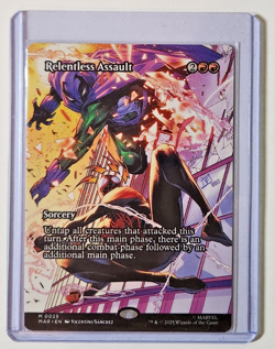 Relentless Assault Non-Foil Spider-Man Magic MTG Borderless Extended Art - Image 1