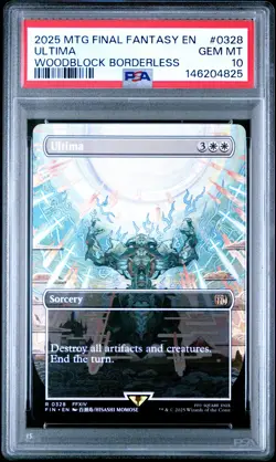 2025 MTG FINAL FANTASY WOODBLOCK BORDERLESS #0328 ULTIMA PSA 10 - Image 1