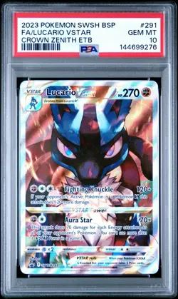 2023 Pokemon SWSH Black Star Promo Lucario VSTAR Crown Zenith #291 PSA 10 GEM MT - Image 1