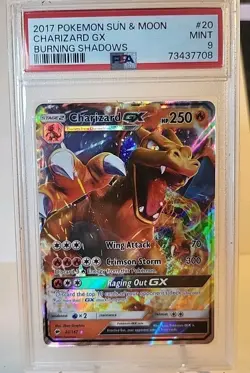 CHARIZARD GX (PSA 9) Pokemon Sun & Moon Burning Shadows 20/147 Rare Holo Patten. - Image 1