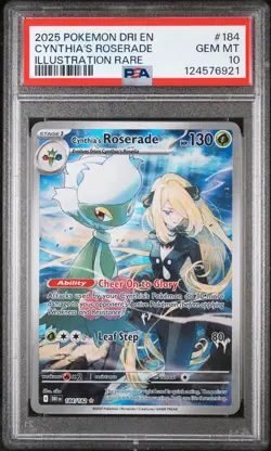 2025 POKEMON DRI EN-DESTINED RIVALS ILLUSTRATION RARE CYNTHIA'S ROSERADE PSA 10 - Image 1