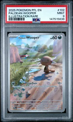 2025 POKEMON PFL EN-PHANTASMAL FLAMES ILLUSTRATION RARE PALDEAN WOOPER PSA 9 - Image 1