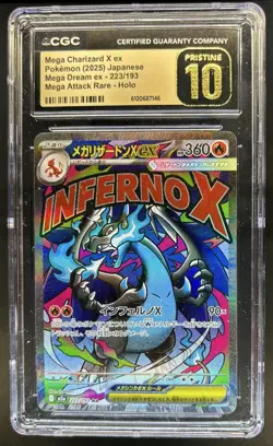 2025 Pokemon Mega Dream Charizard X ex Full Art #223/193 CGC 10 - Image 1