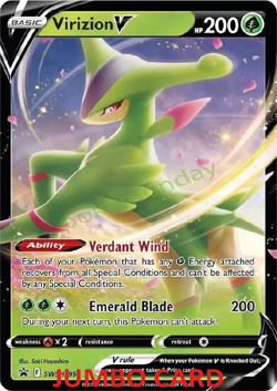Virizion V SWSH295 Black Star Promo JUMBO SIZE Pokemon Cards TCG Near Mint NM - Image 1