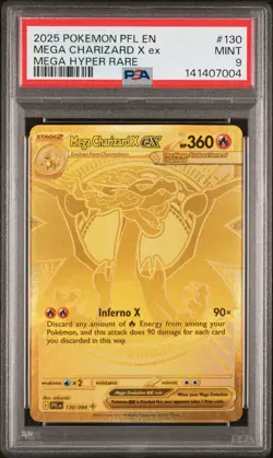 2025 POKEMON PFL EN-PHANTASMAL FLAMES MEGA HYPER RARE MEGA CHARIZARD X EX PSA 9 - Image 1