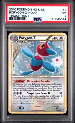 2010 POKEMON HEARTGOLD & SOULSILVER TRIUMPHANT #7 PORYGON-Z-HOLO PSA 7 - Image 1
