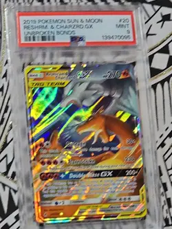 Reshiram & Charizard GX 20 Sun & Moon Unbroken Bond Tag Team Pokemon PSA 9 (095) - Image 4