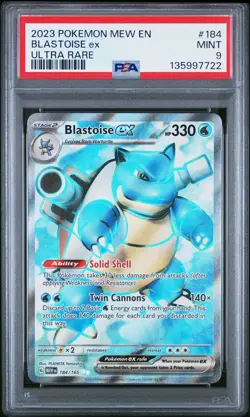 2023 POKEMON MEW EN-151 ULTRA RARE #184 BLASTOISE EX PSA 9 - Image 1