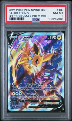 2021 POKEMON SWSH VMAX PREMIUM COLLECTION #183 FULL ART/JOLTEON V PSA 8 - Image 1