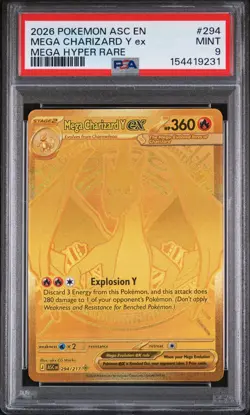 2026 POKEMON ASC EN-ASCENDED HEROES MEGA HYPER RARE MEGA CHARIZARD Y EX PSA 9 - Image 1