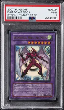 2007 YU-GI-OH! STON-STRIKE OF NEOS ULTIMATE RARE ELEMENTAL HERO AIR NEOS PSA 9 - Image 1
