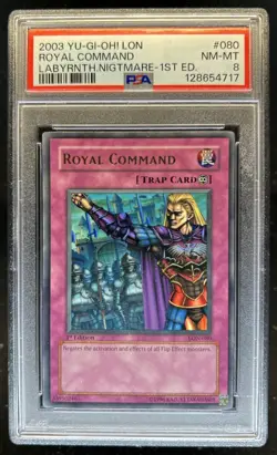 2003 Yu-Gi-Oh Labyrinth of Nightmare 1st Edition Royal Command #LON-080 PSA 9 - Image 1