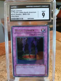 Yugioh Magic Jammer MRD CGC 9 Ultra Rare Unlimited Metal Raiders MRD-128 Mint - Image 1