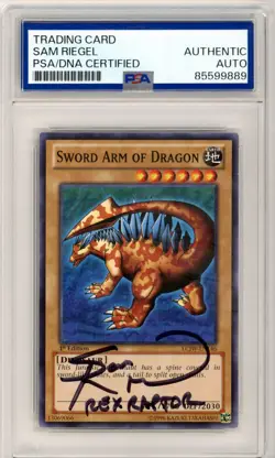 PSA Sam Riegel Sword Arm of Dragon LCJW-EN146 Yugioh Legendary Collection 4 - Image 1
