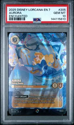 2025 DISNEY LORCANA EN 7-ARCHAZIA'S ISLAND ENCHANTED #205 AURORA PSA 10 - Image 1