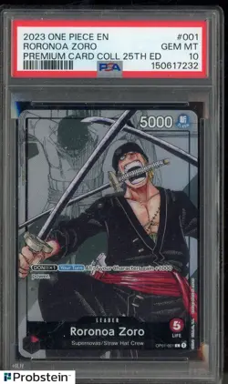 2023 One Piece EN Premium Card Collection 25th Edition #001 Roronoa Zoro PSA 10 - Image 1