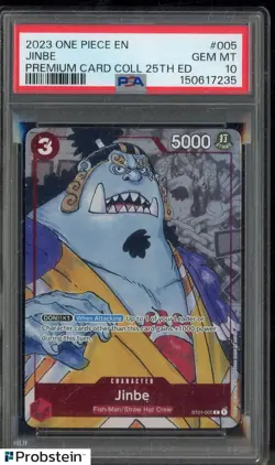 2023 One Piece EN Premium Card Collection 25th Edition #005 Jimbe PSA 10 - Image 1