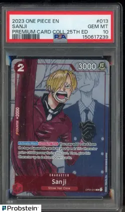 2023 One Piece EN Premium Card Collection 25th Edition #013 Sanji PSA 10 - Image 1