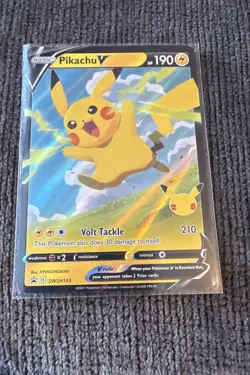Pikachu V SWSH143 Black Star Promo Holo Pokemon Card Near Mint - Image 1