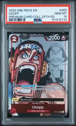 2023 ONE PIECE PREM BANDAI PREM CARD COLL 25TH ED #002 USOPP PSA 10 - Image 1