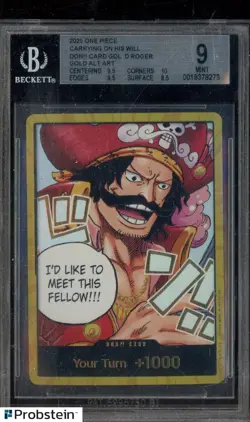2025 One Piece Carrying On His Will Don!! Card Gol D Roger Gold Alt Art BGS 9 - Image 1