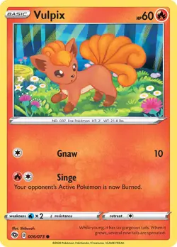 Vulpix 006/073 Reverse Common Champion's Path Pokemon Cards - Image 1
