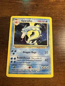 Pokemon Gyarados TCG Base Set Holo Card 6/102 Unlimited Rare DAMAGED - Image 1