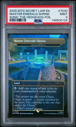 2025 MTG SECRET LAIR DROP SONIC THE HEDGEHOG-FOIL MASTER EMERALD SHRINE PSA 9 - Image 1