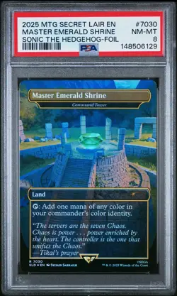 2025 MTG SECRET LAIR DROP SONIC THE HEDGEHOG-FOIL MASTER EMERALD SHRINE PSA 8 - Image 1