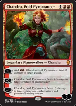 MTG Chandra, Bold Pyromancer - Foil, Dominaria, Damaged, English - Image 1