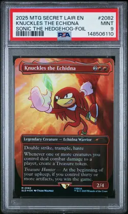 2025 MTG SECRET LAIR DROP SONIC: FRIENDS & FOES-FOIL KNUCKLES THE ECHIDNA PSA 9 - Image 1