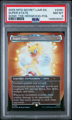 2025 MTG SECRET LAIR DROP SONIC: FRIENDS & FOES-FOIL #2081 SUPER STATE PSA 8 - Image 1