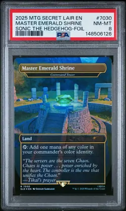 2025 MTG SECRET LAIR DROP SONIC THE HEDGEHOG-FOIL MASTER EMERALD SHRINE PSA 8 - Image 1
