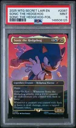 2025 MTG SECRET LAIR DROP SONIC: FRIENDS & FOES-FOIL SONIC THE HEDGEHOG PSA 9 - Image 1