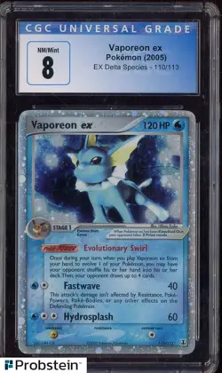 2005 Pokemon EX Delta Species #110 Vaporeon ex CGC 8 NM-MT - Image 1