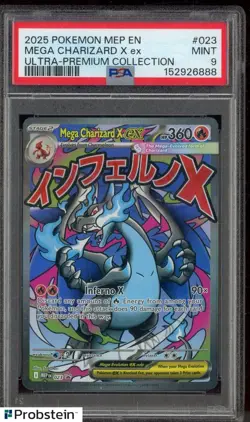 2025 Pokemon MEP En Ultra-Premium Collection #023 Mega Charizard X Ex PSA 9 MINT - Image 1