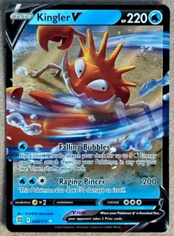 2022 POKEMON TCG BRILLIANT STARS KINGLER V ULTRA RARE HOLO 028/172 NM+ - Image 1