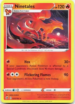 Ninetales Rare Rebel Clash 025/192 LP Pokemon - Image 1