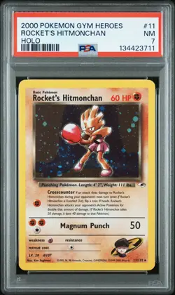 2000 Pokemon Gym Heroes #11 Rocket'S Hitmonchan Holo PSA 7 - Image 1