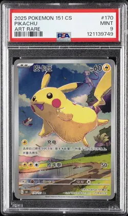 2025 POKEMON SIMPLIFIED CHINESE 151 C-COLL 151 ART RARE #170 PIKACHU PSA 9 - Image 1