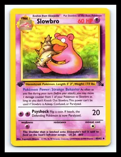 💥 Slowbro 1st Edition Fossil 1999 Rare Non Holo Foil Pokemon Vintage # 43/62 - Image 1
