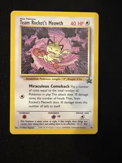 Team Rocket's Meowth 18 LP-NM Black Star Promo Non Holo WoTC 2000 Pokemon TCG - Image 1