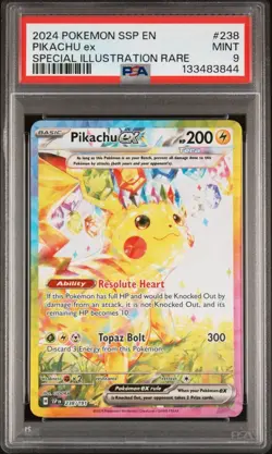 2024 Pokemon Surging Sparks Pikachu ex SAR #238 PSA 9 Mint FREE SHIPPING - Image 1