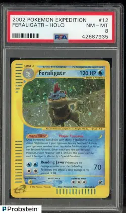 2002 Pokemon Expedition #12 Feraligatr Holo w/ Swirl PSA 8 NM-MT - Image 1