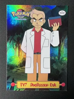 Professor Oak Topps Pokemon 1st print blue logo rainbow foil TV7 puzzle card - Image 1