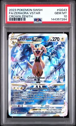2023 POKEMON SW&SH CROWN ZENITH #GG43 FA/ZERAORA VSTAR CROWN ZENITH PSA 10 - Image 1