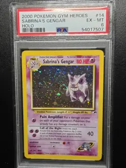 Sabrina's Gengar 14/132 Holo Gym Heroes Pokemon PSA 6 With A Big Swirl - Image 1